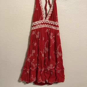 Red halter sundress